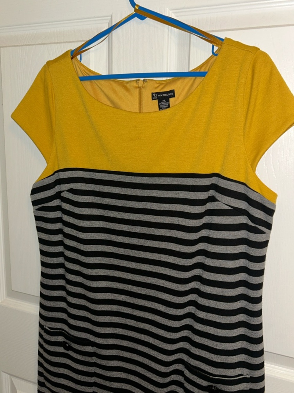 new directions Yellow and Black Striped Cap Sleeve Tee